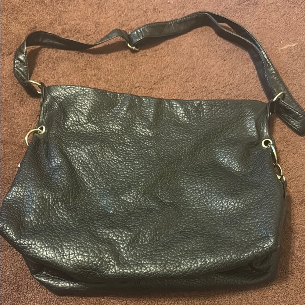 Candie's Black Shoulder Bag with Textured Leather